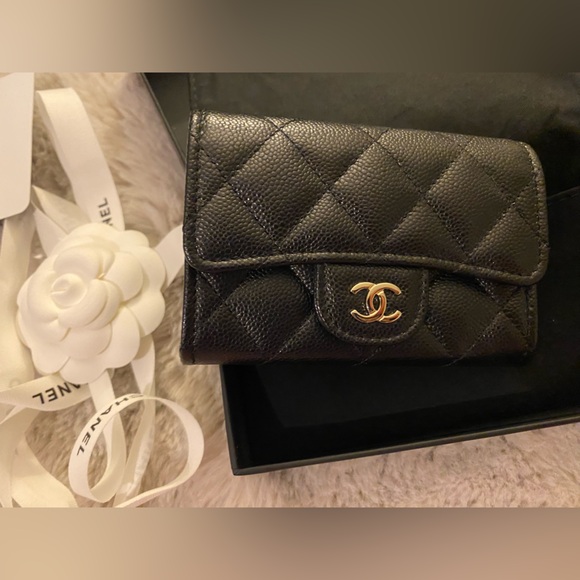 NWT - Chanel Classic Card Holder Wallet Black Caviar Gold Hardware - Picture 5 of 11